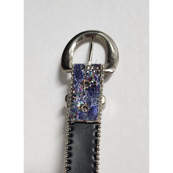 Womens West Belt Blue Pink Green Sparkling Glitter #5780 Made in USA Size S/M - Picture 6 of 6